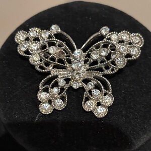 Elegant Silver Butterfly Brooch